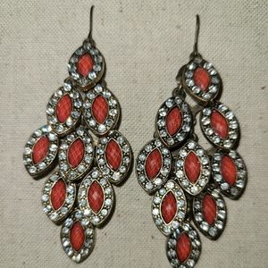 Orange and Gold Hanging Earrings